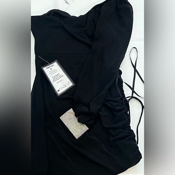 City Studios Junior's One Shoulder Cutout Bodycon Dress Black Size 1X - Picture 4 of 10